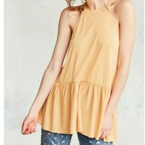 Kimchi Blue Yellow Peplum Halter Tank